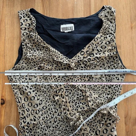 Vtg 90s Y2k Silk Animal Print  Ruffle Asymmetric Hem Fairy Grunge Size 4/6? - Picture 9 of 11